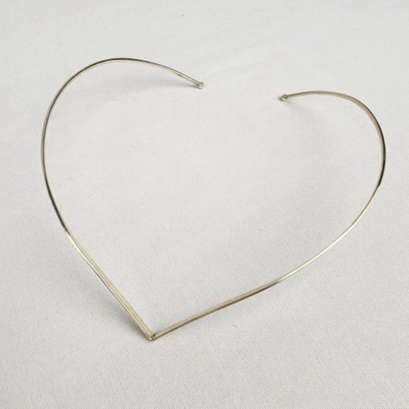 STERLING Silver Collar Rigid V Wire Necklace - Picture 2 of 5